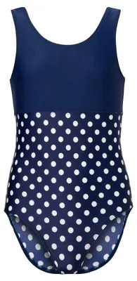 Image de Maillot de bain une pièce pour adolescente, protection UV 50, MS10-445 (bleu marine à pois, 146)