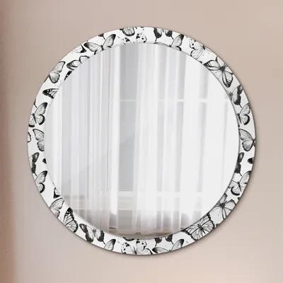 Produktbild von Modern Spiegel - Wandspiegel Design Wandmontage – Badspiegel mit Aufdruck - Rundspiegel - Schmetterling - Runder: Ø100cm