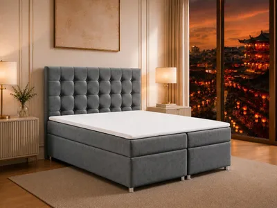 Produktbild von Best for Home Boxspringbett mit Bettkasten Trinity K-9 Bonellfederkern inkl. Topper, mit Lieferung, Aufbau & Entsorgung 140x200-Graphit
