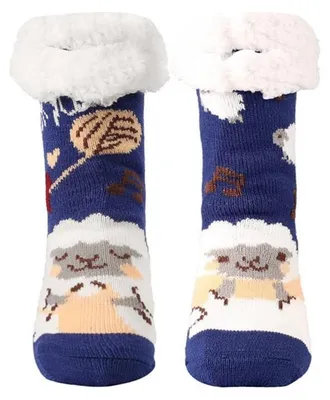 Obrázek produktu pro Ponožky pro dámy – teplé, protiskluzové podlahové ponožky – silné termo ponožky – pletené ponožky – materiál: fleece – celková délka 43 cm