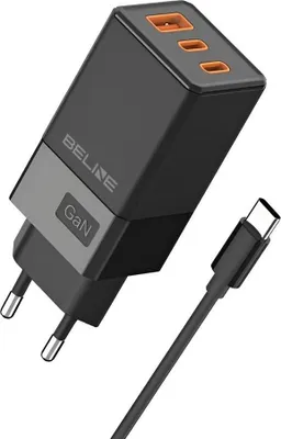 Obrázok produktu pre Beline 65W GaN 2xUSB-C PD 3.0 + 1xUSB-A QC 3.0 + USB-C kábel - čierny