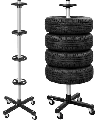Immagine prodotto di KRAFT&DELE | Supporto mobile per cerchioni, fino a 235 mm, supporto per pneumatici con rotelle, supporto per cerchioni e ruote complete - stabile, salvaspazio - con rotelle bloccabili