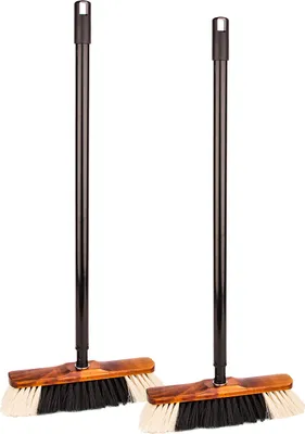 Produktbild von BigDean 2x Zimmerbesen mit Stiel - Besen Holzbesen Teleskopstiel Stubenbesen Haushaltsbesen Kehrbesen -  Germany - Extra weiche Kunstborsten