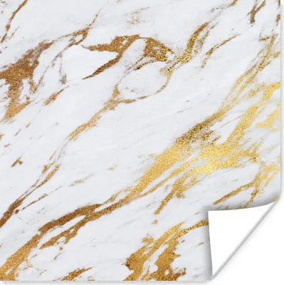 Produktbild von MuchoWow® Poster Marmor - Gold - Weiß - Chic 75x75 cm - Wand Dekoration