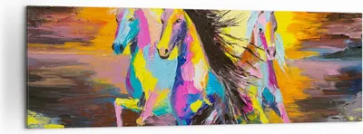 Produktbild von Bild auf Leinwand - Leinwandbild - Pferd Natur Tier - 160x50cm - Wand Bild - Wanddeko - Wandbilder - Leinwanddruck - Bilder - Kunstdruck - Wanddekoration - Leinwand bilder - Wandkunst - AB160x50-3433