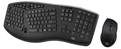 Produktbild von Adesso WKB-1600CB – kabellose ergonomische Tastatur und optische Maus – geteilte, gebogene Tastatur
