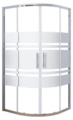 Produktbild von Duschspa 90x90x185cm Duschkabine Streifenglas Schiebetür Runddusche 5mm ESG-Glas Duschabtrennung Viertelkreis Dusche Drehtür Gleittür