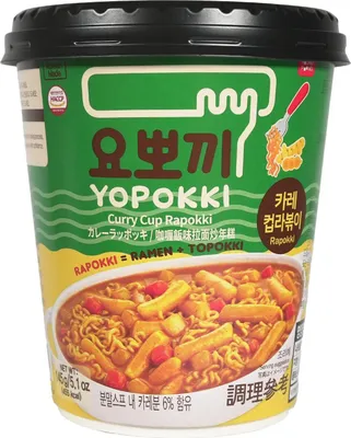 Produktbild von Yopokki Rapokki Instant Tteokbokki Rice Cake & Ramen Cup Curry 145g