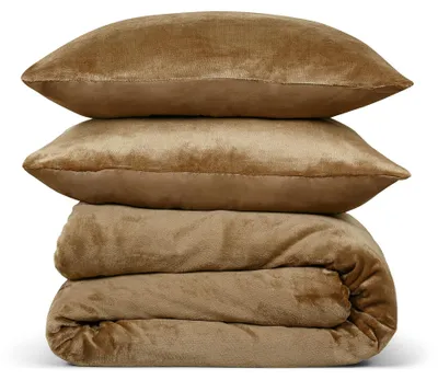 Image de Housse de couette en flanelle polaire 240x220 cm avec taies d'oreiller