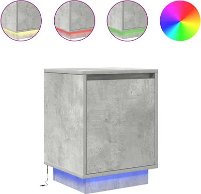 Produktbild von Nachttisch mit LED-Leuchten Betongrau 38x34x50 cm
