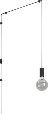 Produktbild von EGLO Hängelampe Pinetina, Lampenfassung mit Kabel und Stecker, Pendelleuchte über Esstisch, Esszimmerlampe aus Metall in Schwarz, E27 Fassung