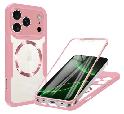Immagine prodotto di Custodia in TPU acrilico a 360 gradi con anello MagSafe per Apple iPhone 17 Pro, colore rosa