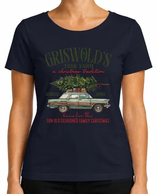 Obrázok produktu pre Dámske tričko Griswold's Tree Farm Christmas Christmas Present Clark Griswold, námorná farba, XL