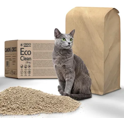 Image de Litière pour chats Croci Eco Clean, en granulés agglomérants, biodégradable, 100% d'origine végétale