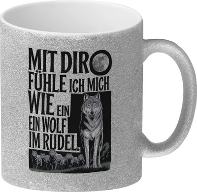 Produktbild von Wolf im Rudel Glitzer-Kaffeebecher