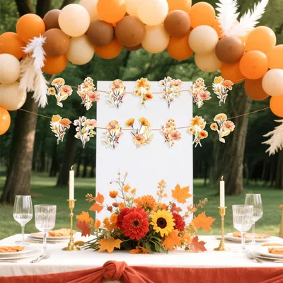 Produktbild von Blumengirlande Frühling Party Banner Papier Wildblume 2er Set
