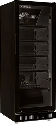 Produktbild von orange Getränkekühlschrank 230L, komplett schwarz, LED-Beleuchtung