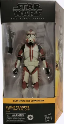 A Star Wars The Black Series Clone Trooper action figure in its packaging.