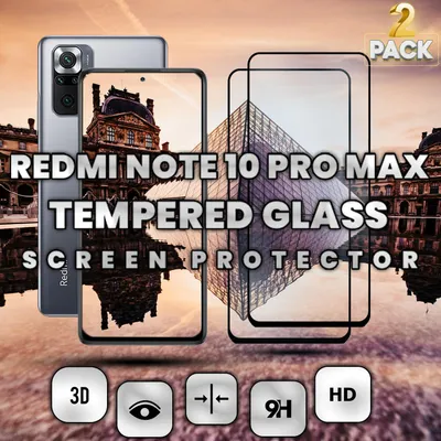 Produktbild von 2-Pack Xiaomi Redmi Note 10 Pro Max Displayschutzfolie - Gehärtetes Glas 9H - Super Qualität 3D