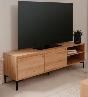 Produktbild von TV-Lowboard "Bastia" in Artisan Eiche Flat-TV Unterschrank mit Stauraum 150 x 49 cm