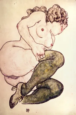 Produktbild von Egon Schiele Kunstdruck Bild - Akt Mit Grünen Strümpfen, 1918 (120 x 180 cm)