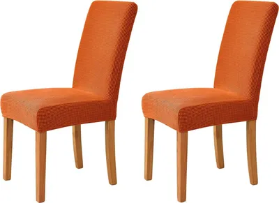 Produktbild von Stretch Stuhlhussen, Weiche Beschützer Stuhlhussen Anti-rutsch Stuhlhussen Stuhlbezug für Stuhl Esszimmer Für Bankett, Satz von 2, Orange