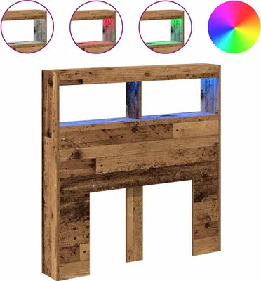 Immagine prodotto di vidaXL Testata LED con ripiani, effetto legno antico 100x17x102 cm