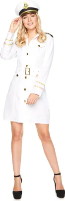 A woman in a captain's costume.