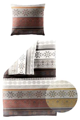 Produktbild von Bierbaum Biber Bettwäsche 2 tlg 135x200cm Strickmuster Braun Gelb Offwhite Braun
