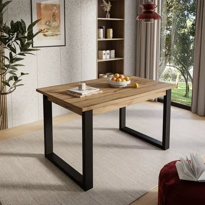 Produktbild von Tisch ART 125 cm unausklappbar Wotan Eiche, Untergestellfarbe: Schwarz, Esstisch