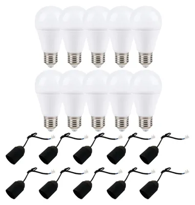 Produktbild von 10 x LED Leuchtmittel Birne 11,5W = 75W E27 1200lm Tageslicht 6000K 10 x Baufassung Lampenfassung schwarz