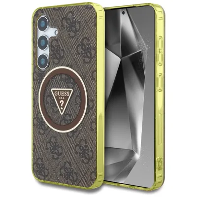 Immagine prodotto di Etui Guess 4G Glitter Triangle Buttons Magsafe Do Samsung Galaxy S25 Brązowy