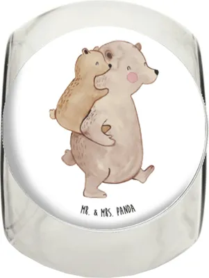 Produktbild von Mr. & Mrs. Panda Süßigkeiten Glas Papa Bär XL 2000ml - Weiß - Geschenk, Müsli, Vater, Bonboniere, Bruder, Vatertag, Geburtstag, Kaffeedose, Bonbonglas, Glasdose