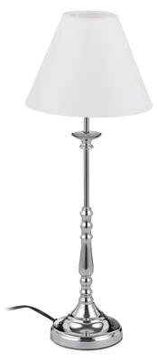 Vintage Tischlampe mit Stoffschirm, verchromt, E14, 55 cm