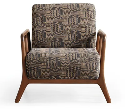 Produktbild von Stilvoller Sessel Modernes Design Braun-beiges Muster Holzrahmen