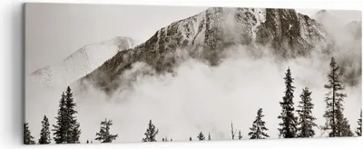 Produktbild von Bild auf Leinwand - Leinwandbild - Einteilig - Nebel Berg Wald - 140x50cm - Wand Bild - Wanddeko - Wandbilder - Leinwanddruck - Bilder - Wanddekoration - Leinwand bilder - Wandbild - AB140x50-4936