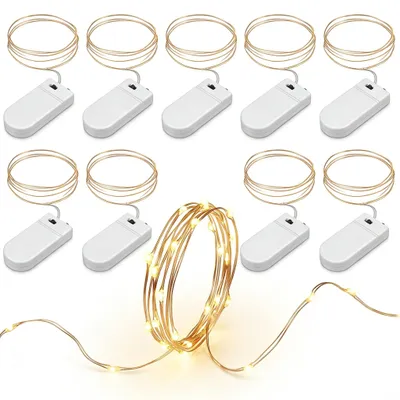 LED-Lichterkette 10er-Set, 2 m, 20 LEDs, gelb, Kupferdraht