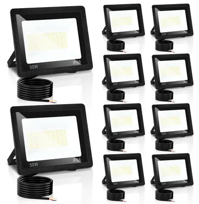 Produktbild von Ikodm LED Strahler Außen 50W, IP66 LED Fluter mit 3 Farbtemperaturen, 3000K/4000K/6500K, 10er Set
