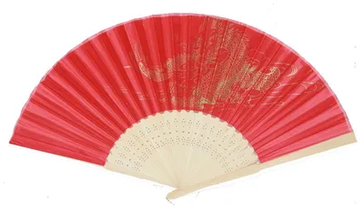 Produktbild von 086 Fächer Bambus Holz Drache rot gold