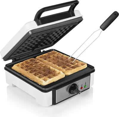 Produktbild von 2in1 Doppel Waffeleisen dicke Belgische Waffeln 19x19cm Wafflemaker Waffelgabel
