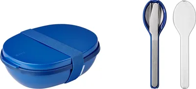 Produktbild von Mepal - Lunchbox Ellipse Duo to go Set - Meal Prep Box für Erwachsene & Salatbox zum Mitnehmen - Brotdose für ein gesundes Mittagessen - Ideal für Sandwiches & Salate - 825 ml + 600 ml - Vivid Blue
