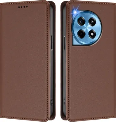 Obrázek produktu pro Kožené pouzdro pro OnePlus 12, magnetické flipové pouzdro zPolyuretankůže se stojánkem Hnědá