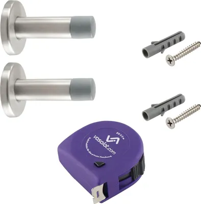 Produktbild von vasalat Türstopper Wand mit Dämpfer - Tür Stopper Wand mit Gummipuffer ø 20mm, Höhe 80mm, Türpuffer zum Schutz von Wand & Tür, Edelstahl matt - 2 Stück