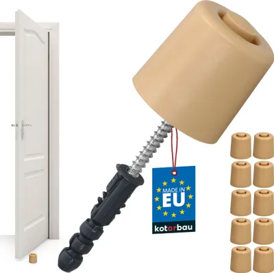 Immagine prodotto di KOTARBAU® Set da 10 fermaporte da avvitare al pavimento - 43 mm - Beige - Fermaporte da pavimento - Montaggio a pavimento - Fermaporte - In gomma