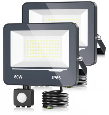 LED-Außenstrahler mit Bewegungsmelder, 50 W, 5000 lm, 2 Stück