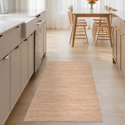 Produktbild von Teppichläufer - 75x160 cm - Beige - Waschbar - Rutschfest - Küchenteppich - SIENA - Flur Teppich - Badezimmerteppich