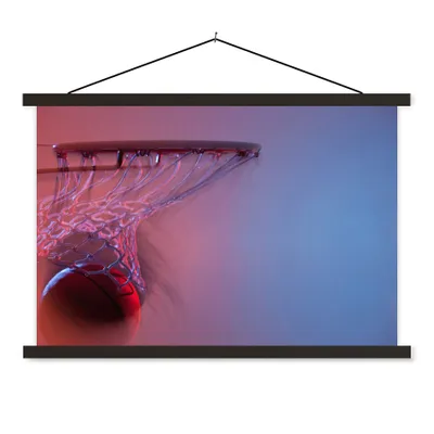 Produktbild von MuchoWow® Textilposter Verschwommene Sicht eines Basketballs, der in den Korb fliegt 150x100 cm mit schwarzem Rahmen - Schlafzimmer