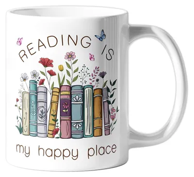 Productafbeelding van 325ml koffiekopje met bloemen, boekenthema beker voor vrouwen, keramische boekenmok