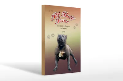 Produktbild von Holzschild Hund 20x30cm Pit Bull Terrier Amerika 1898