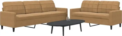 Produktbild von "im Angebot" 2-tlg. Sofagarnitur - Sofa-Set - Couchgarnitur - mit Kissen Braun Samt - Klassische Sofas CC10889